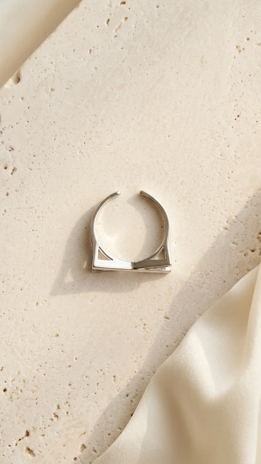 Adjustable Silver Plated X Ring with Stones