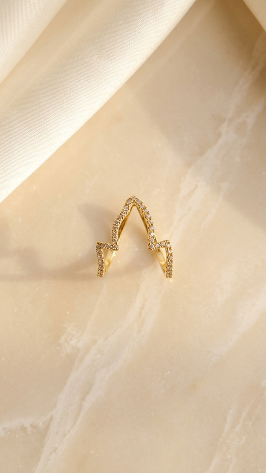 Minimalist Modern Sparkle Adjustable Ring Crystal Gold Band