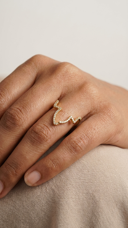 Minimalist Modern Sparkle Adjustable Ring Crystal Gold Band