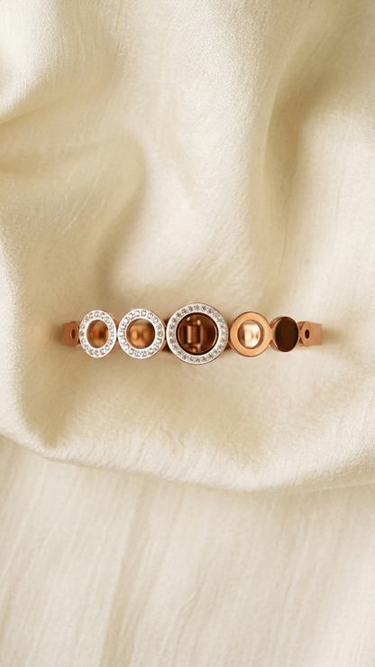 Gold Tone Pave Crystal & Solid Circle Bracelet