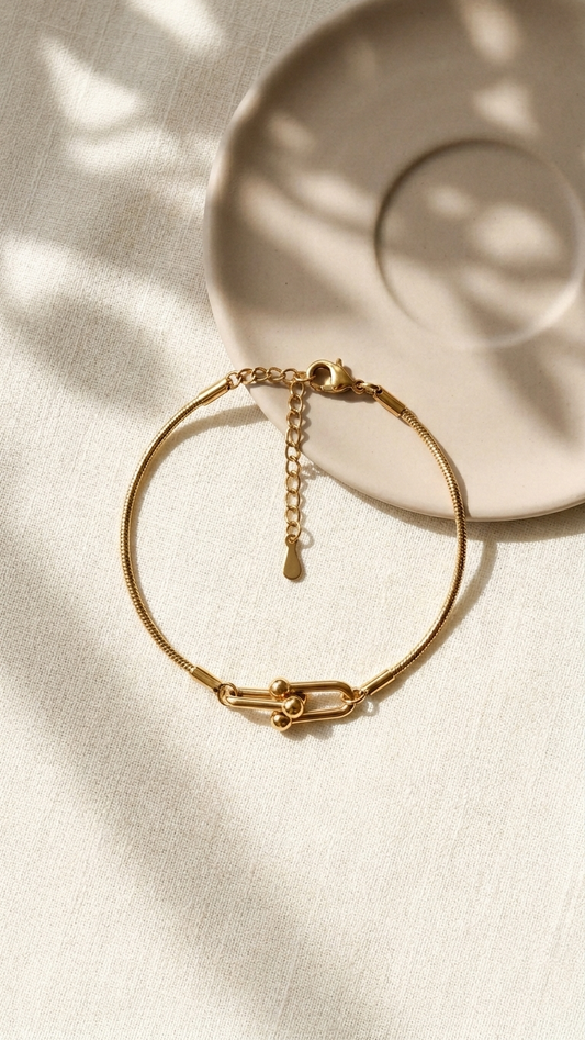 Sleek Gold-Tone U-Link Snake Chain Bracelet