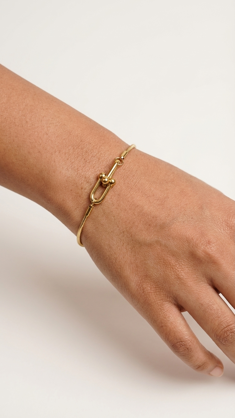 Sleek Gold-Tone U-Link Snake Chain Bracelet