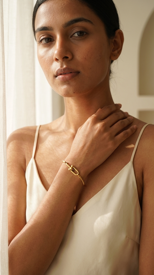 Sleek Gold-Tone U-Link Snake Chain Bracelet