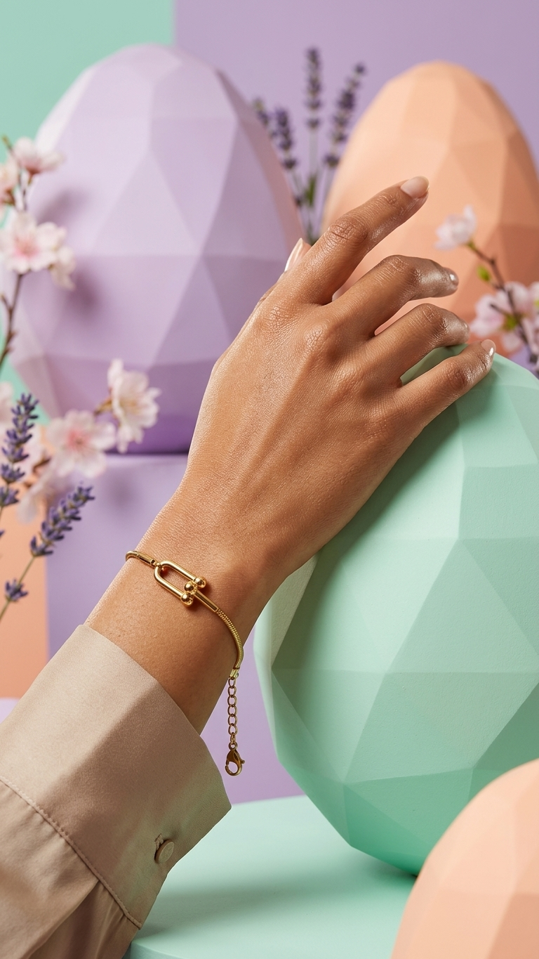 Sleek Gold-Tone U-Link Snake Chain Bracelet