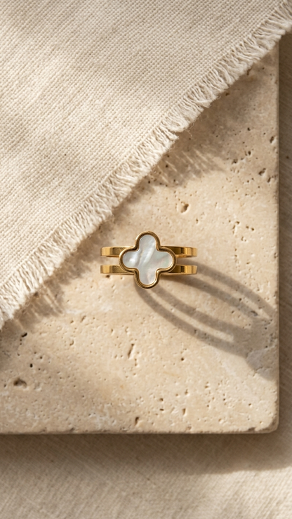 Four-Leaf Clover Ring – Elegant Gold Plated Jewellery size 19