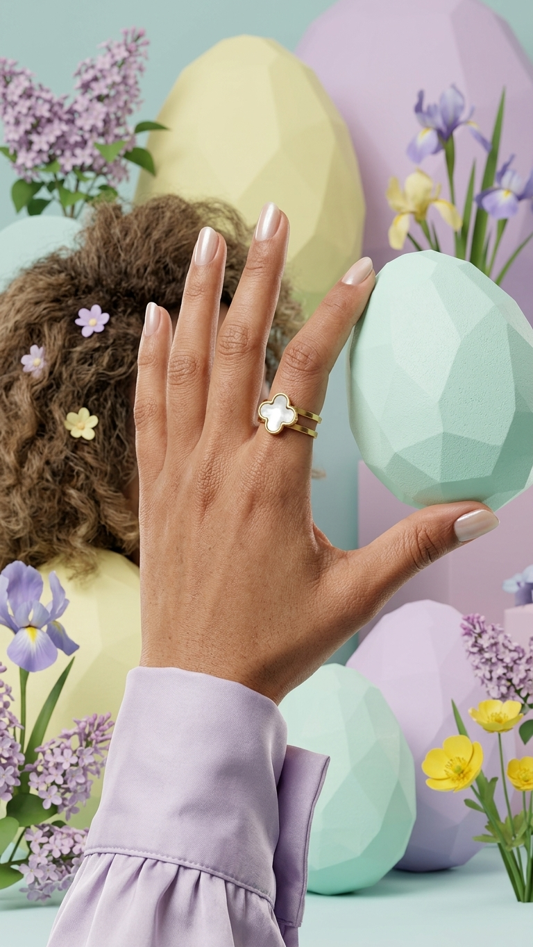 Four-Leaf Clover Ring – Elegant Gold Plated Jewellery size 19