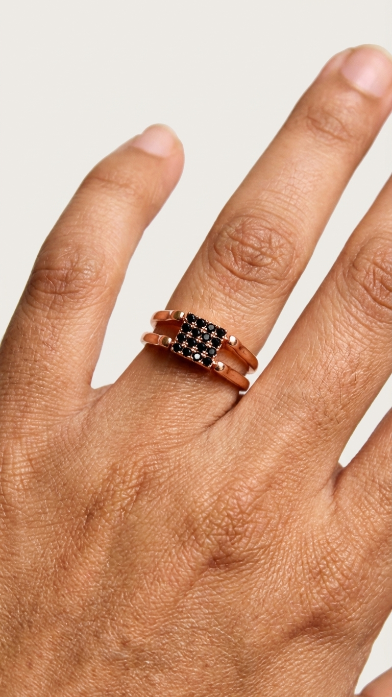 Two-in-One Reversible Rose Gold Ring – Dual Look Statement Jewelry size 16