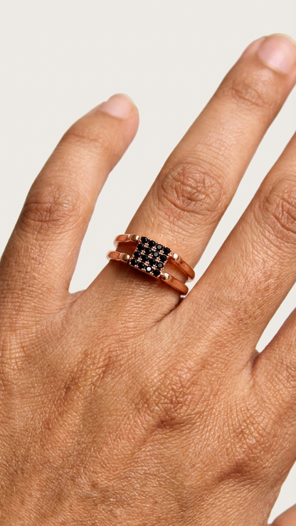 Two-in-One Reversible Rose Gold Ring – Dual Look Statement Jewelry size 16