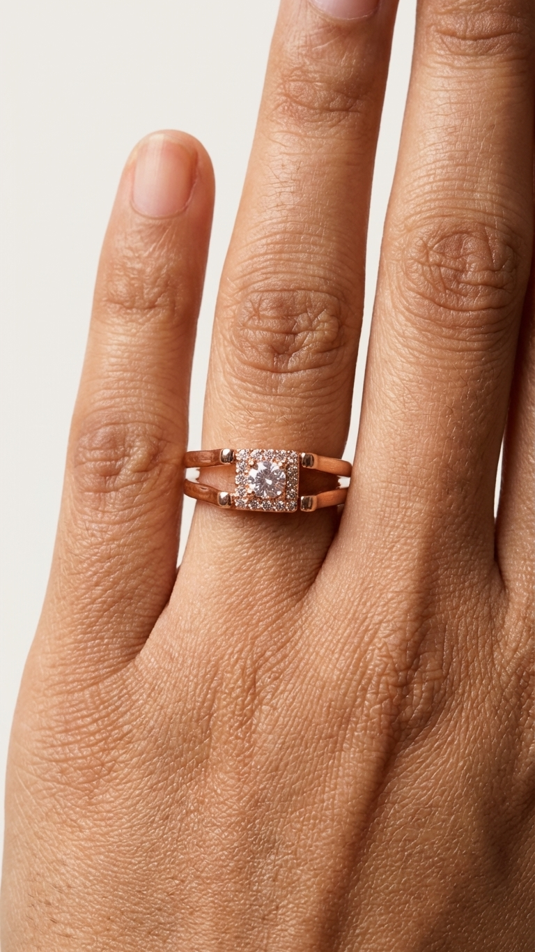 Two-in-One Reversible Rose Gold Ring – Dual Look Statement Jewelry size 16