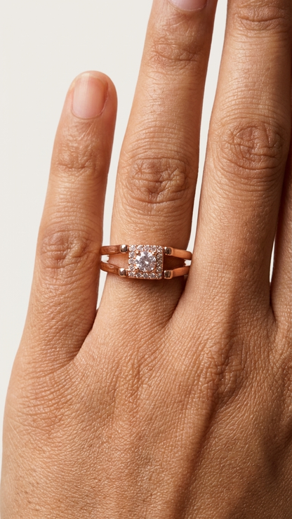 Two-in-One Reversible Rose Gold Ring – Dual Look Statement Jewelry size 16