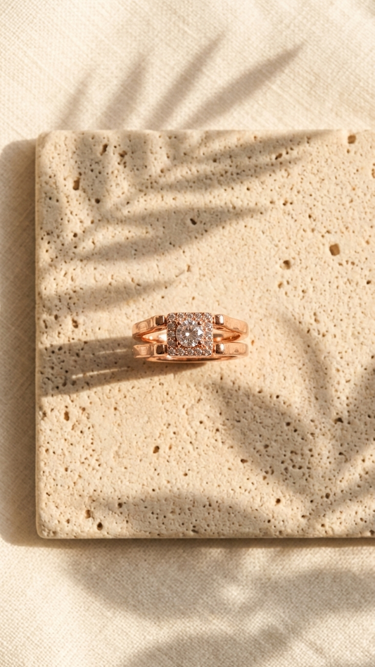 Two-in-One Reversible Rose Gold Ring – Dual Look Statement Jewelry size 16