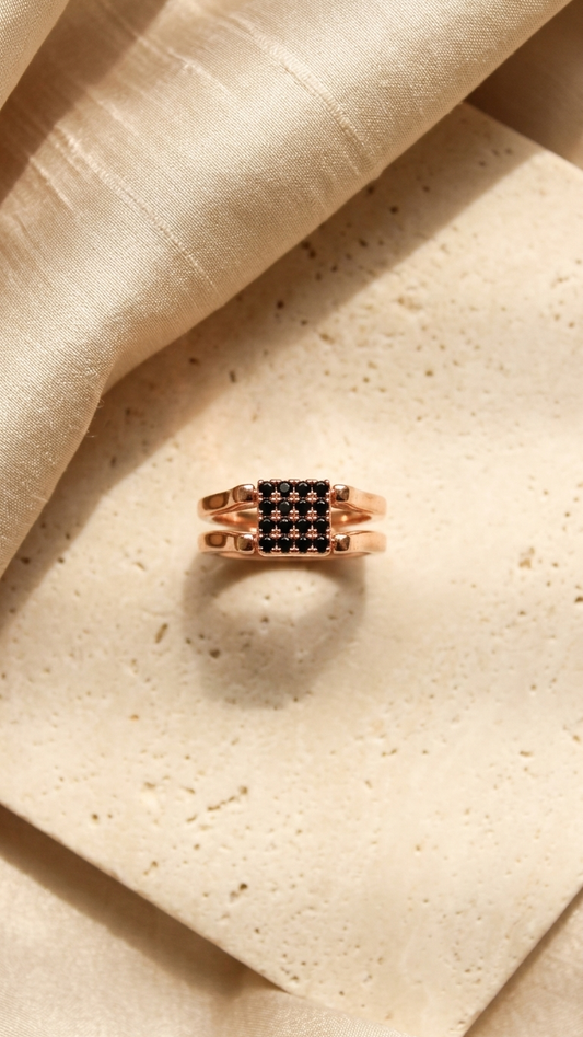 Two-in-One Reversible Rose Gold Ring – Dual Look Statement Jewelry size 16