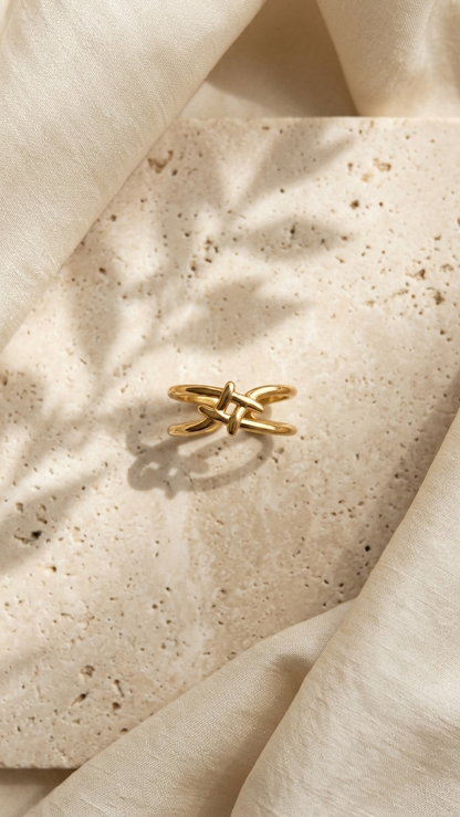 Golden Swastik Symbol type Ring – Adjustable Daily Wear Jewellery