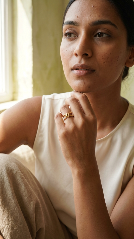 Golden Swastik Symbol type Ring – Adjustable Daily Wear Jewellery