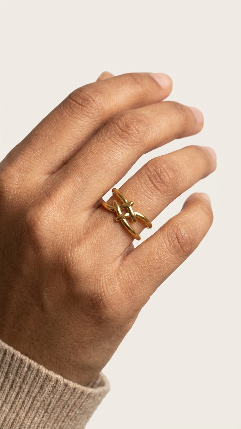 Golden Swastik Symbol type Ring – Adjustable Daily Wear Jewellery