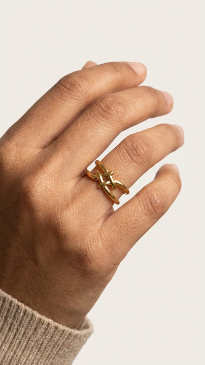 Golden Swastik Symbol type Ring – Adjustable Daily Wear Jewellery
