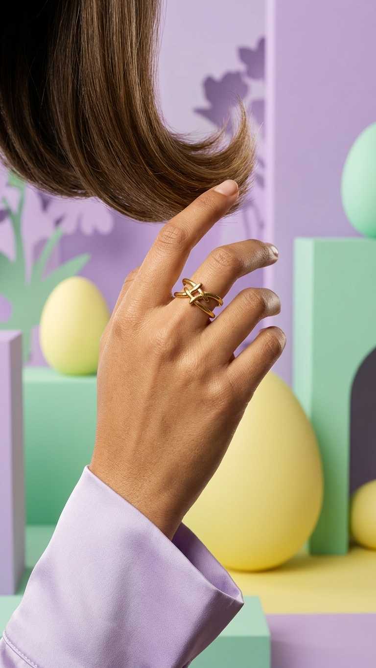 Golden Swastik Symbol type Ring – Adjustable Daily Wear Jewellery
