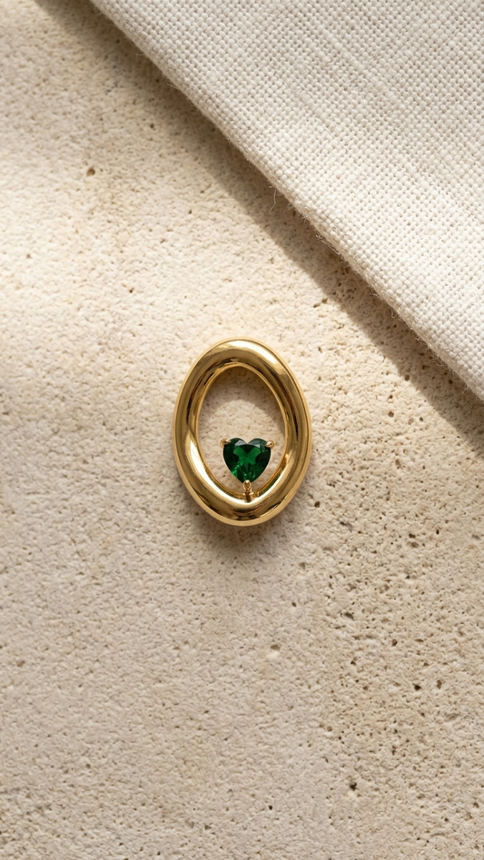Green Gem Minimal Gold Ring – Elegant Women’s Ring size 18