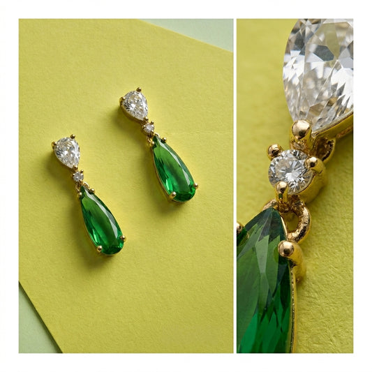 Teal-Green Emerald-Cut AD Statement Earrings