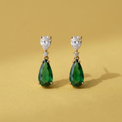 Teal-Green Emerald-Cut AD Statement Earrings