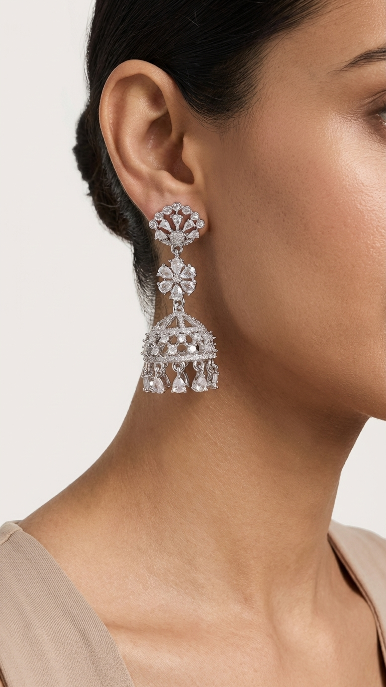 Silver Finish Teardrop Chandelier Dangles