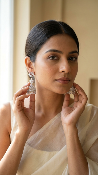 Silver Finish Teardrop Chandelier Dangles