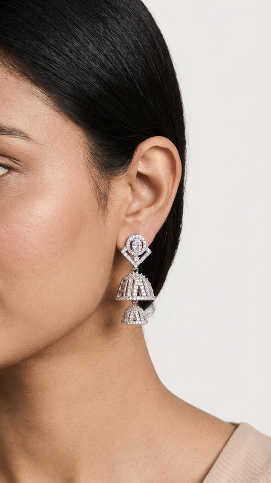 Marquise Bloom AD Earrings – Premium Silver Polish Modern Drop Earrings