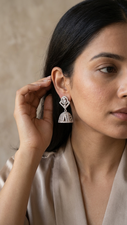 Marquise Bloom AD Earrings – Premium Silver Polish Modern Drop Earrings