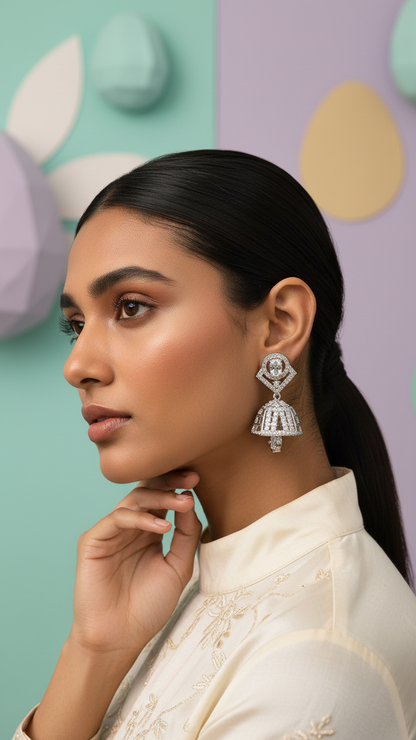 Marquise Bloom AD Earrings – Premium Silver Polish Modern Drop Earrings