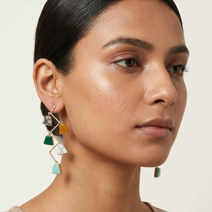 Aurora Mint & Gold Drop Earrings- multi color stone