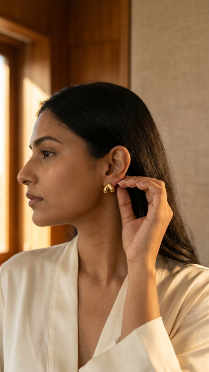 Everyday Wear Gold Leaf Stud Earrings