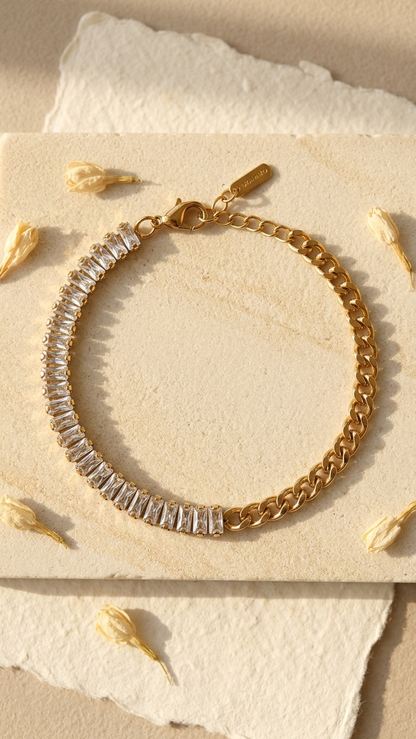 Statement Crystal Bar & Curb Chain Bracelet