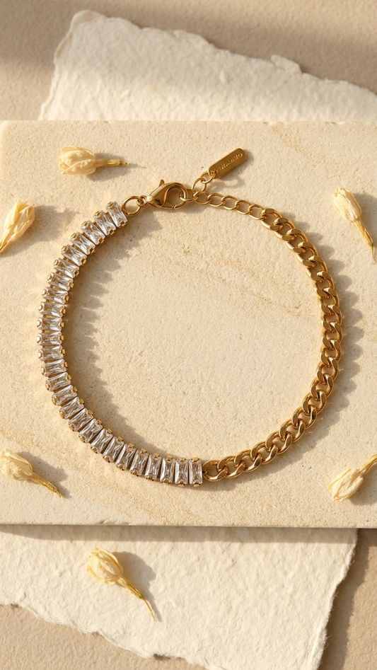 Statement Crystal Bar & Curb Chain Bracelet
