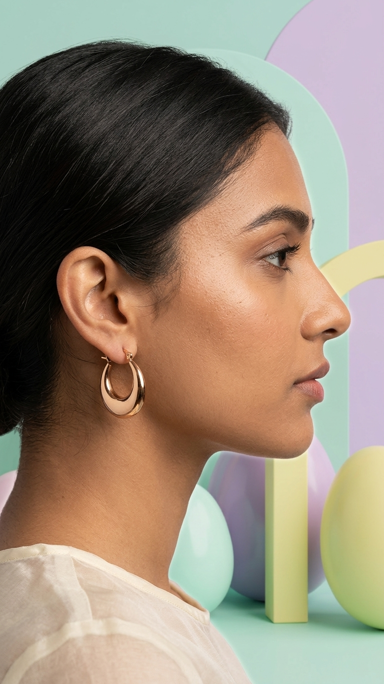Elegant Moon-Shaped Hoops Golden Crescent Anti-Tarnish Earrings