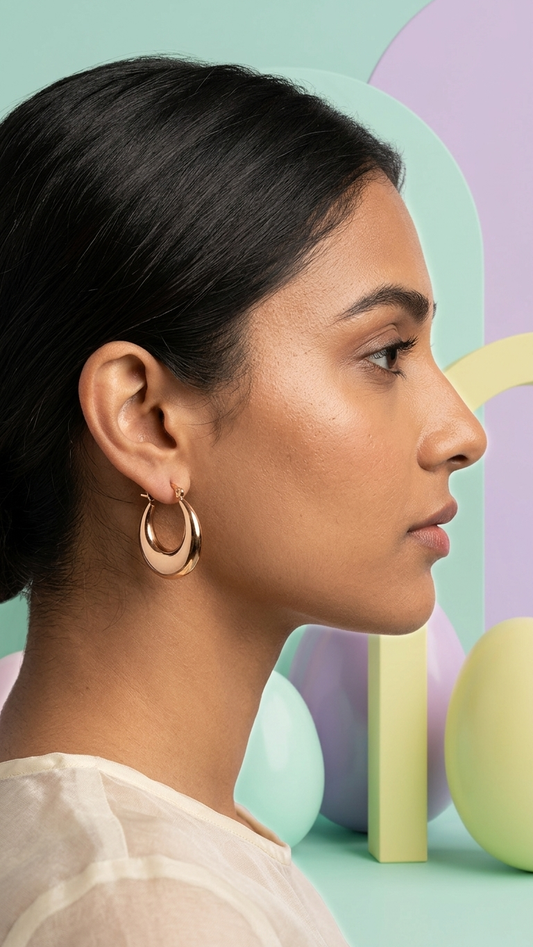 Elegant Moon-Shaped Hoops Golden Crescent Anti-Tarnish Earrings