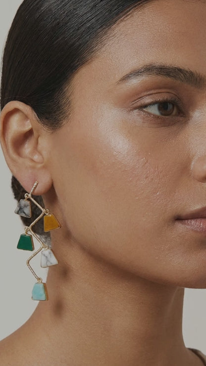 Aurora Mint & Gold Drop Earrings- multi color stone