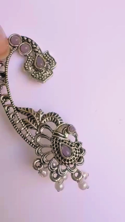 Heritage Oxidized Earcuff Pair in Lavender Accents