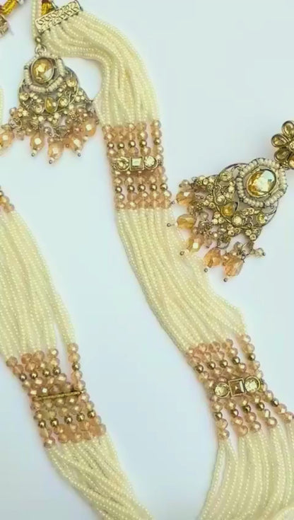 Ivory Pearl and Gold-Tone Kundan Necklace Set