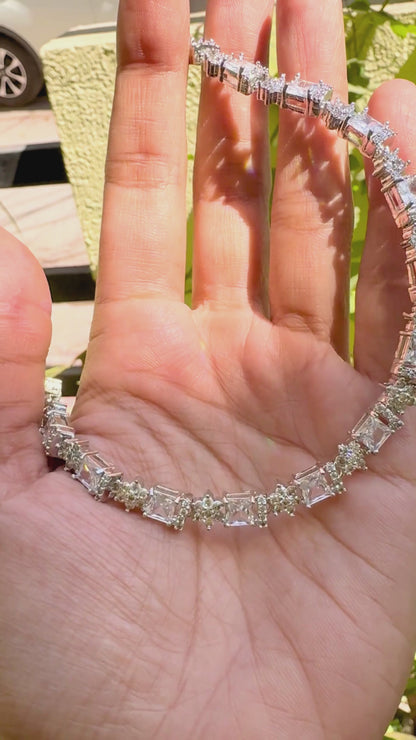 Silver single-Layered AD Necklace Set – Silver Polish