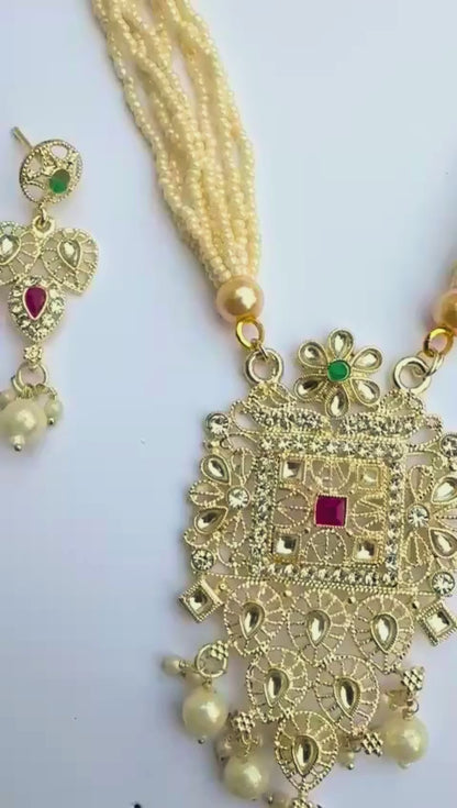 Traditional Kundan Pendant Set with Earrings – NainNaksh Edit