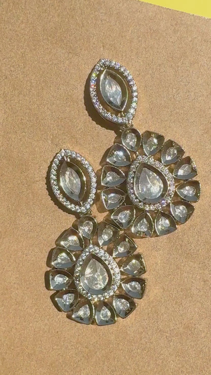 Gold-Tone Navy Pear AD Drops