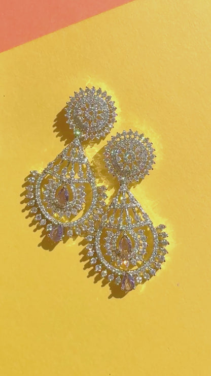 Drop AD Earrings – Silver Finish Festive Dangles