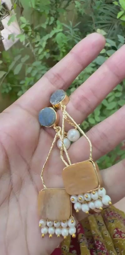 Boho Wooden Pearl Earrings