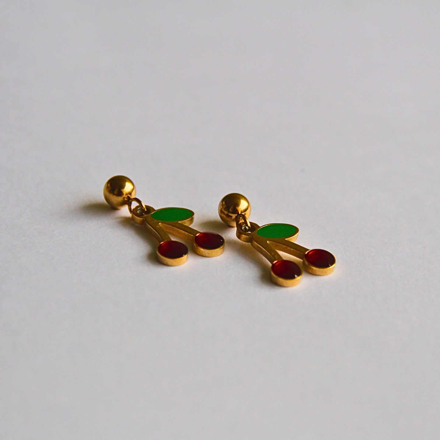 Minimal Cherry Fruit Dangle Earrings