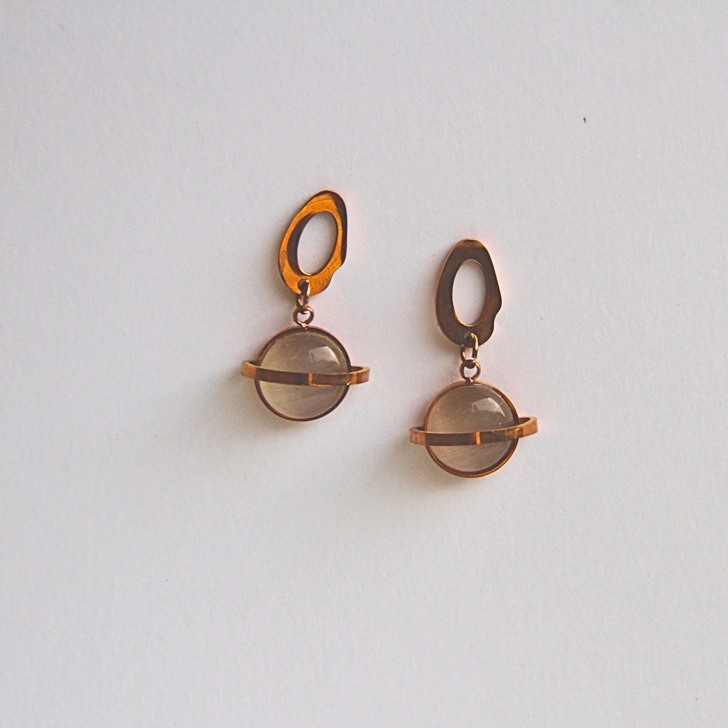 Minimal Round Crystal Golden Orbit Earrings