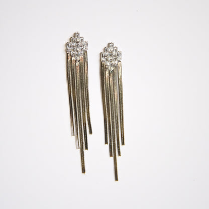 Glam Night Silver Tassel Earrings