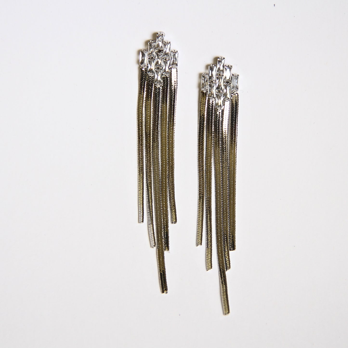 Glam Night Silver Tassel Earrings