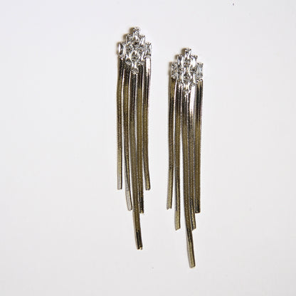 Glam Night Silver Tassel Earrings