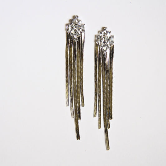 Glam Night Silver Tassel Earrings