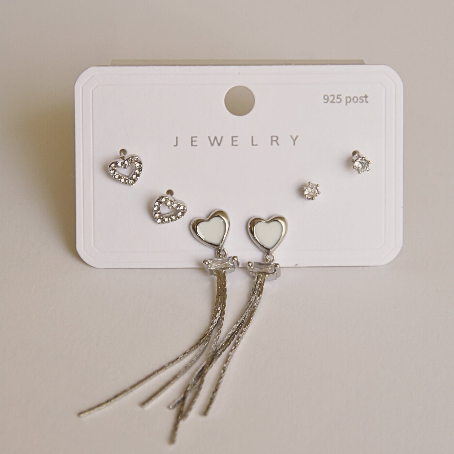 Romantic Heart & Dangle Earring Set (3 Pairs)